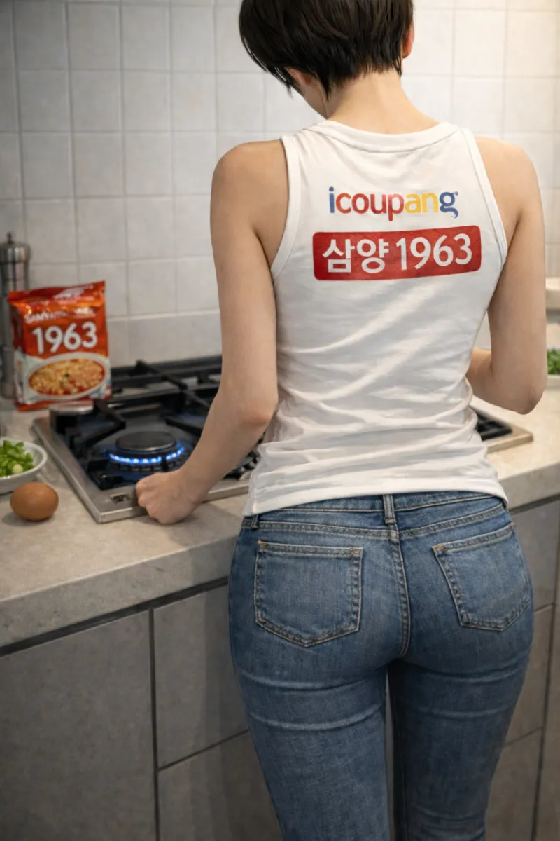 삼양 1963라면을 끓이고 있는 여성의 뒷모습 이미지.png