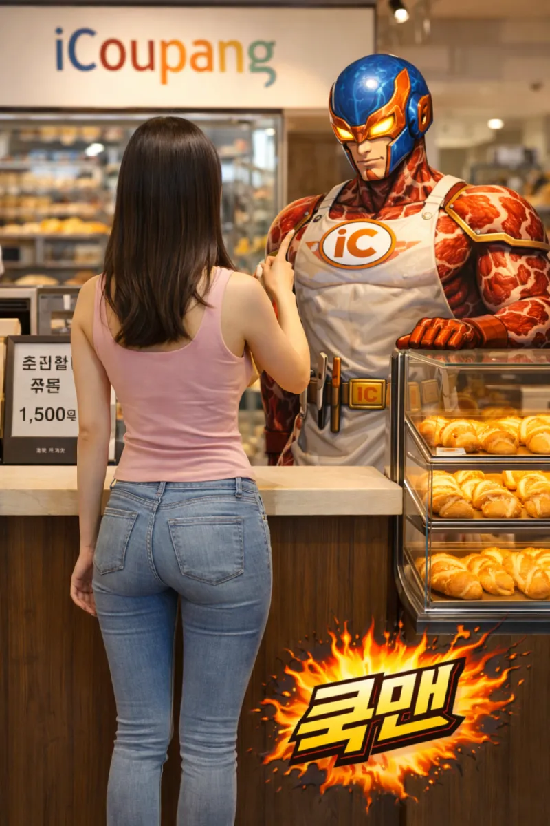 아이쿠팡 빵집에서 빵소금빵을 사고 있는 처자.png