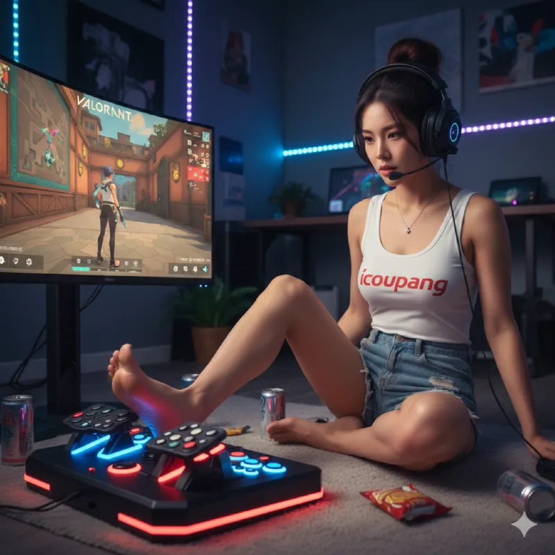 발로란트를 발로 하고 있는 여성의 이미지.png